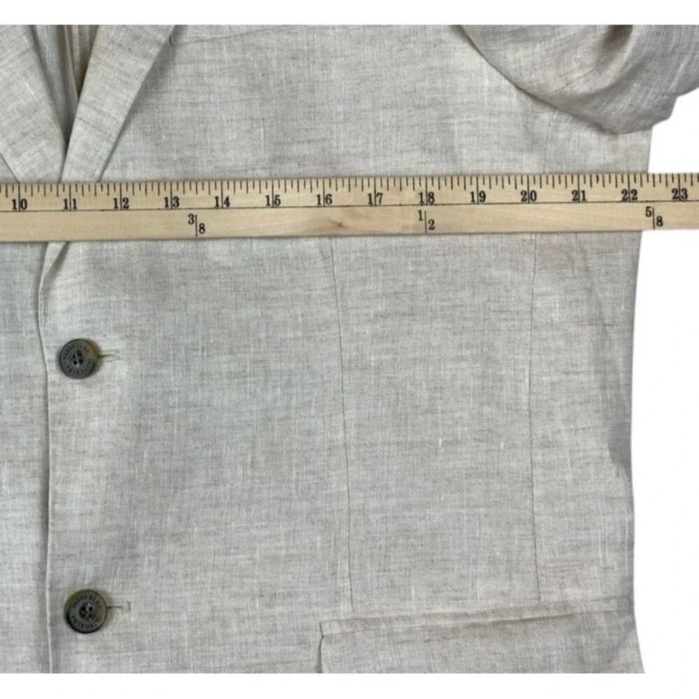 Tasso Elba 100% Linen Blazer Mens L 42-44 Beige 2 Button Sport Coat Jacket